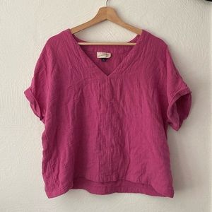 Fuchsia Linen Top